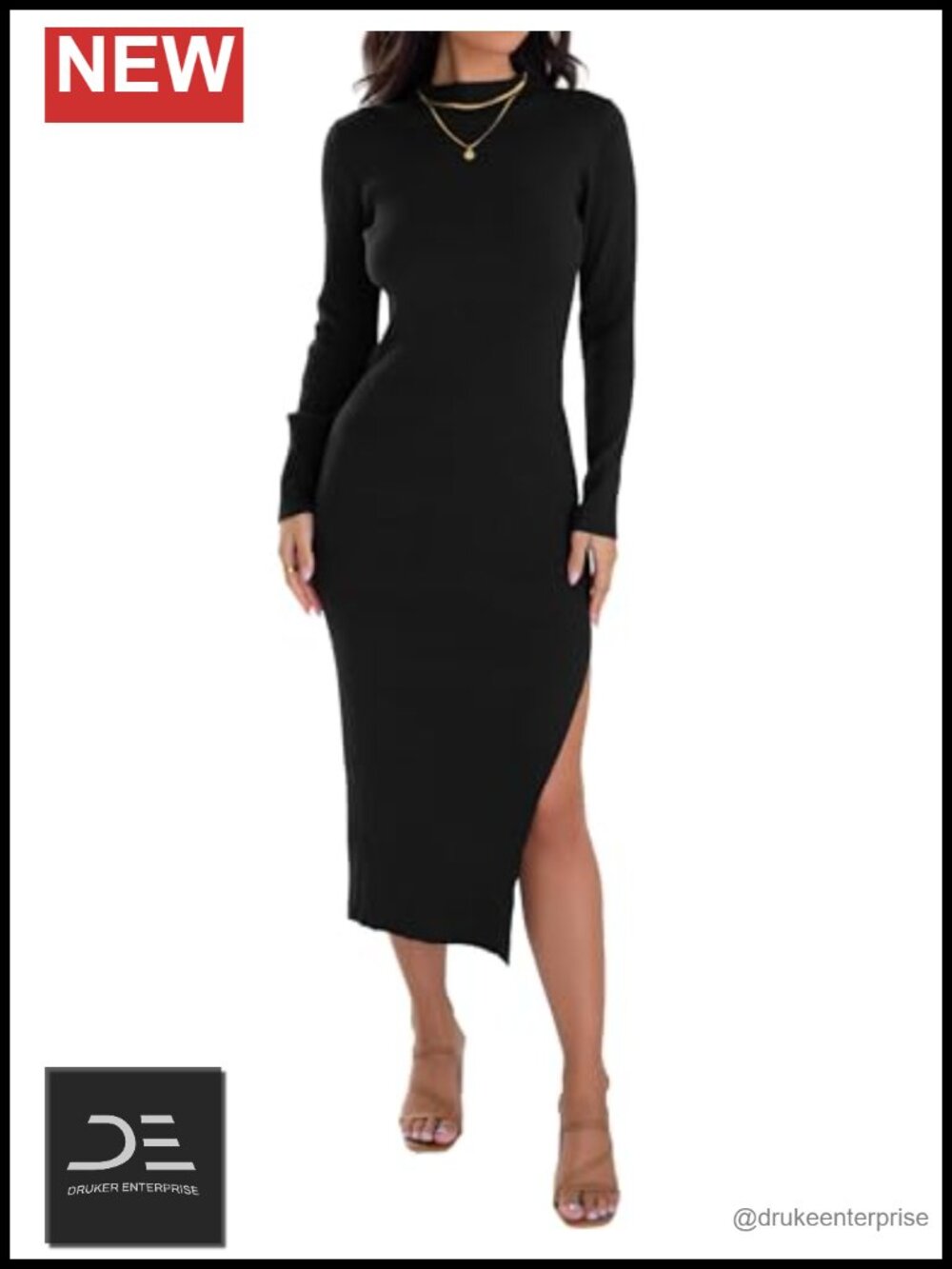 Womens Sweater Dress Knit Long Sleeve Bodycon Midi Casual Fall